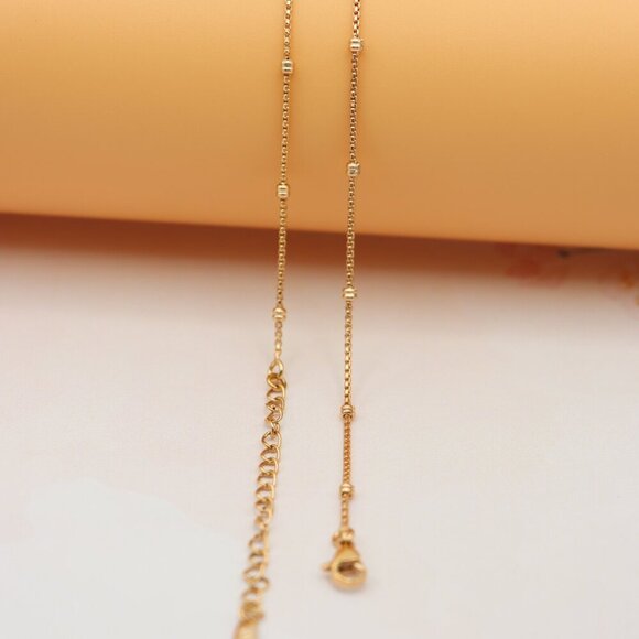 "Delicate Rose Gold Plated Chain Necklace with Bead Accents,  XPNL0155 - Picture 12 of 12